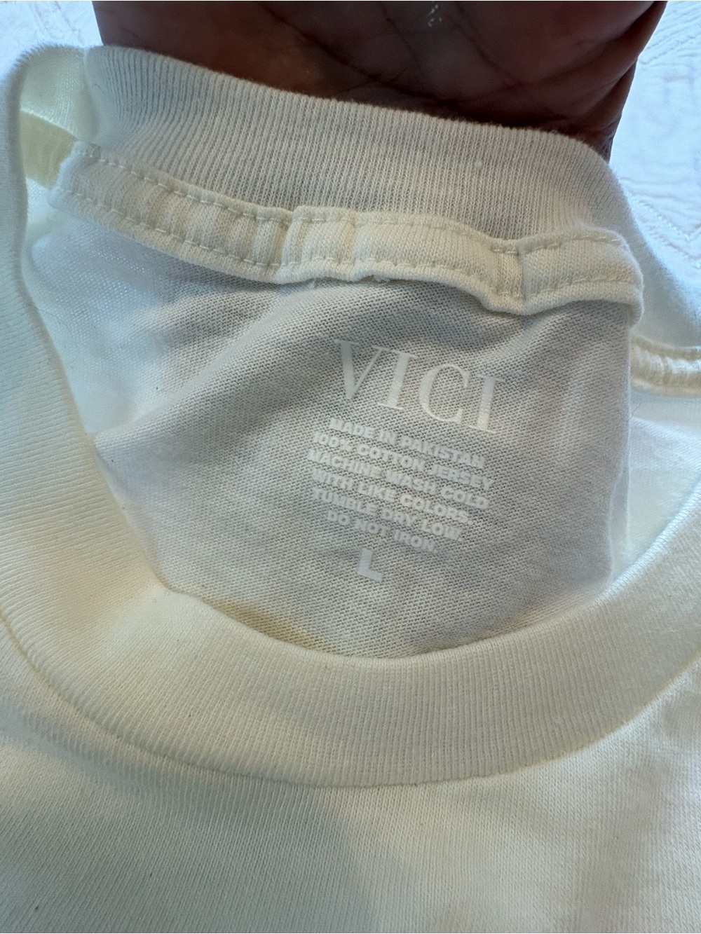 Vici White Tee with Blue Palm & Orange Sun St. Tropez Graphic - Picture 3 of 3